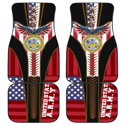 Veteran Car Mats US Army Eagle American Flag Pattern Car Floor Mats Black Red