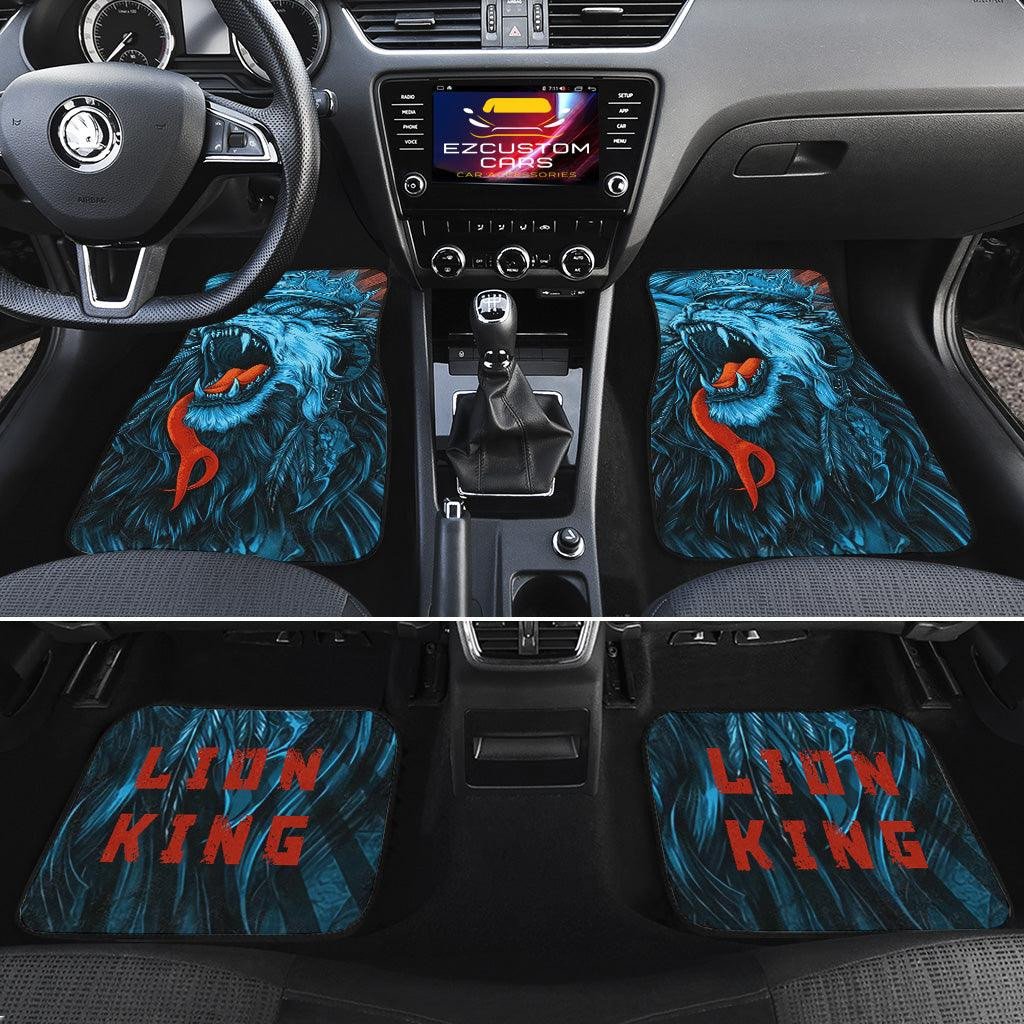 Native American Car Mats Native American Lion Graphic Art Car Floor Mats Blue