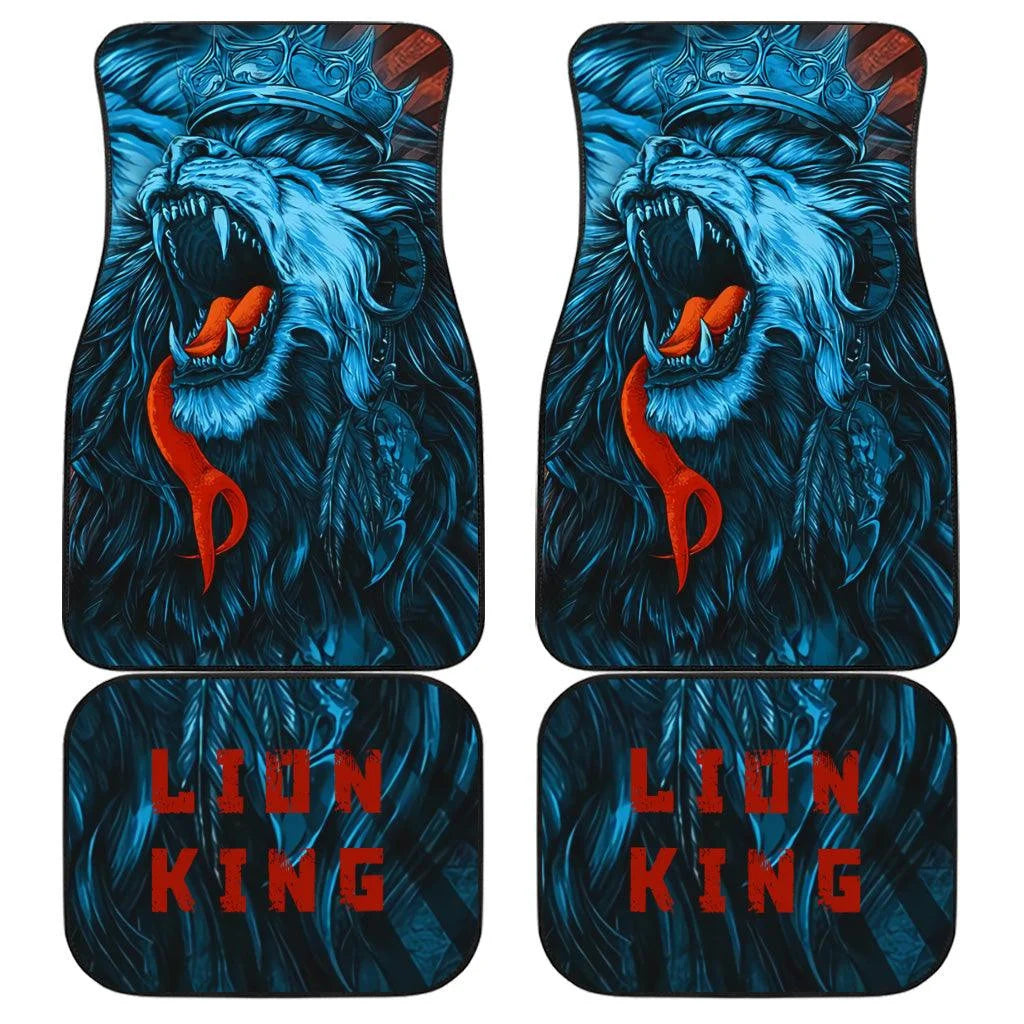 Native American Car Mats Native American Lion Graphic Art Car Floor Mats Blue