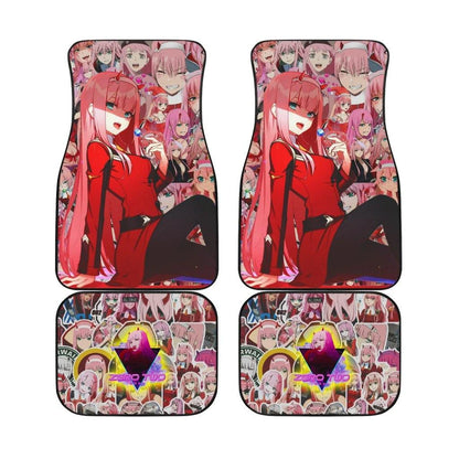 Darling In The Franxx Car Mats All Zero Two Emotions Doodle Pattern Car Floor Mats Red Pink