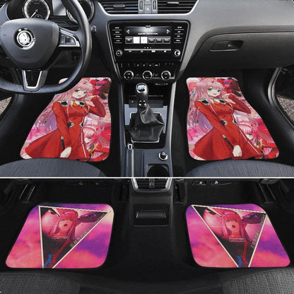 Darling In The Franxx Car Mats Cute Zero Two Manga Pattern Car Floor Mats Red Pink