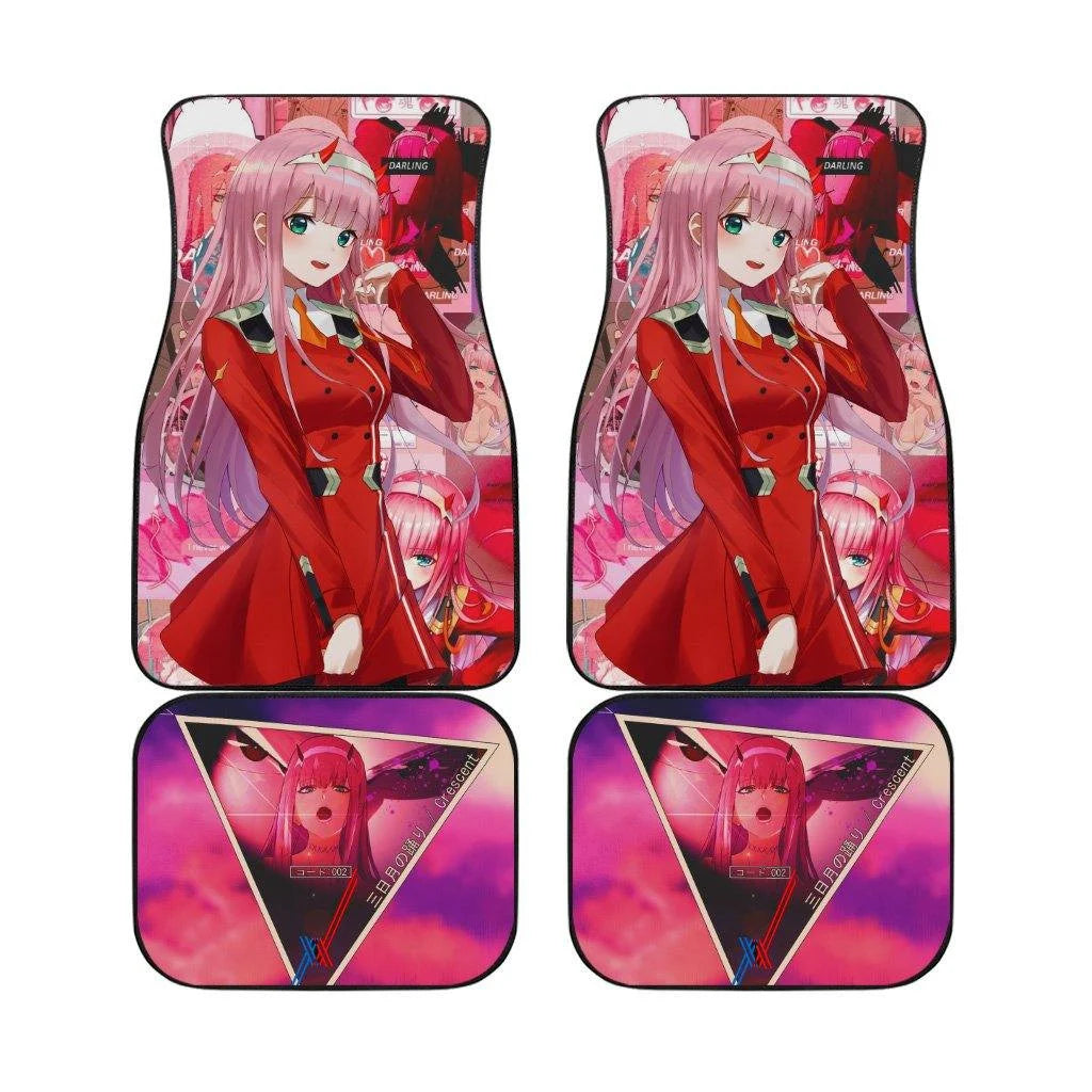 Darling In The Franxx Car Mats Cute Zero Two Manga Pattern Car Floor Mats Red Pink