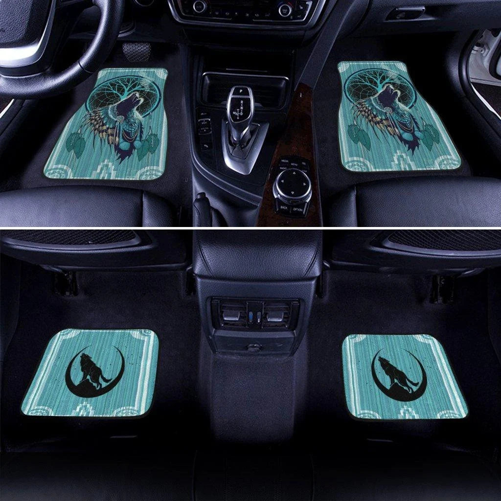 Native American Car Mats Native American Wolf Dreamcatcher Car Floor Mats Blue