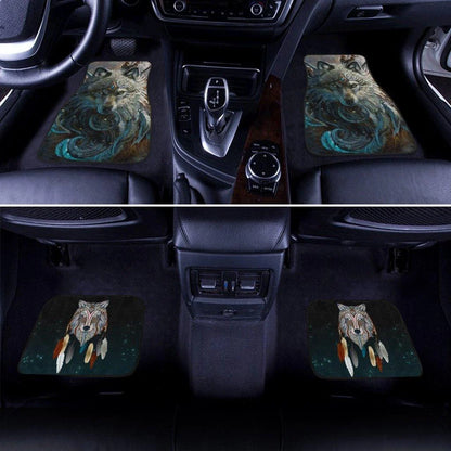 Native American Car Mats Native American Wolf Dreamcatcher Art Car Floor Mats Gray