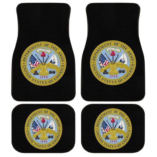 Veteran Car Mats Veteran US Army Armorial Graphic Car Floor Mats Black