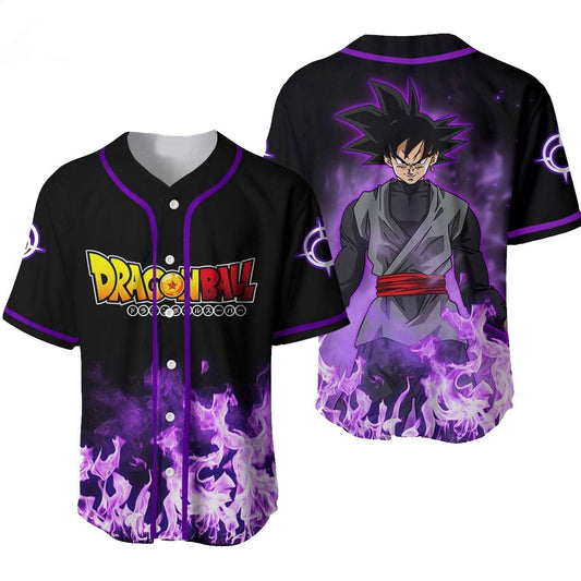 Dragon Ball Baseball Jersey Goku Black Evil Dragon Ball Jersey Shirt Black Purple Unisex Adult New Release