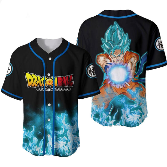 Dragon Ball Baseball Jersey Goku Super Saiyan Dragon Ball Jersey Shirt Black Blue Unisex Adult New Release