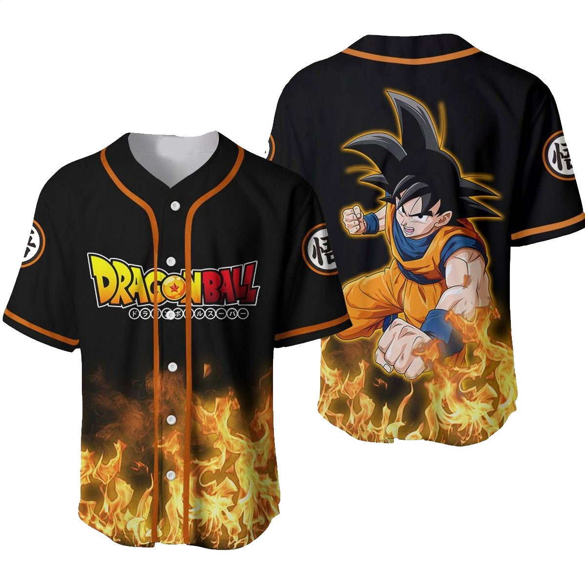 Dragon Ball Baseball Jersey Fighting Goku Dragon Ball Jersey Shirt Black Yellow Unisex Adult New Release