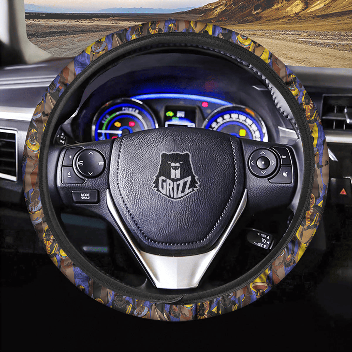 Africa Americans Steering Wheel Cover African Woman Art Pattern Driving Wheel Cover Brown