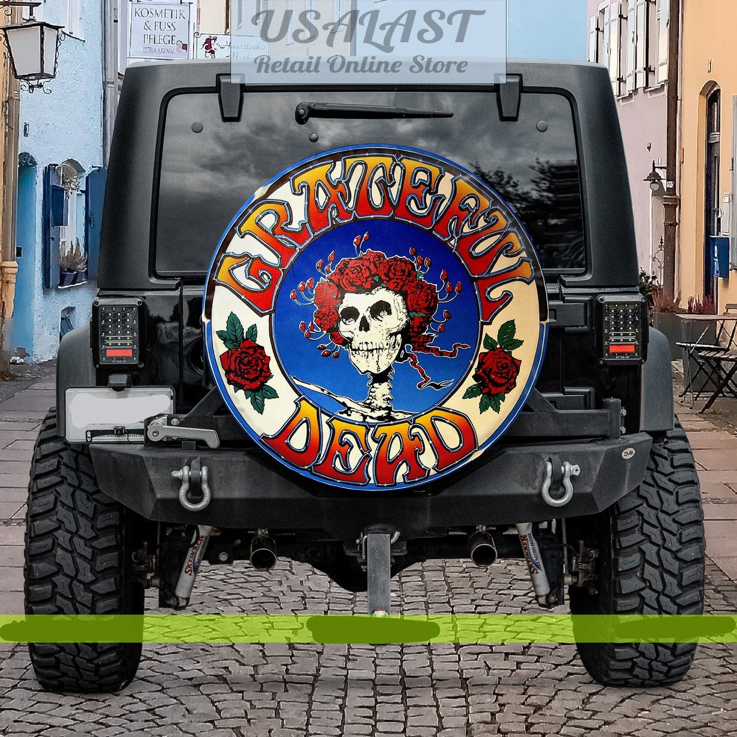 Skull Spare Tire Cover Greatful Dead Skull With Rose Flower Tire Covers Red Yellow