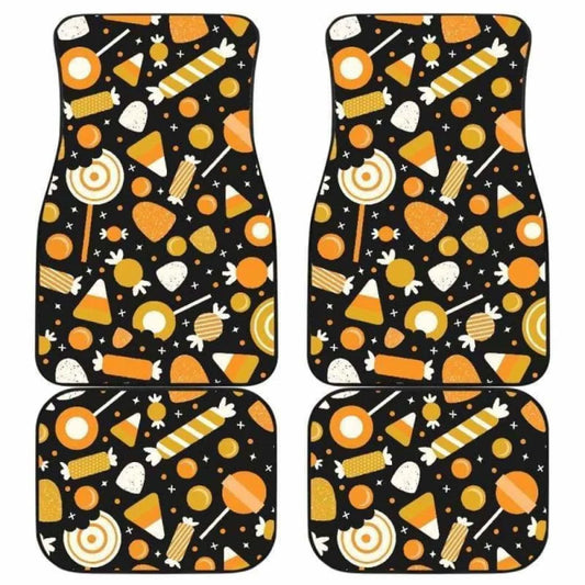 Halloween Car Mats All Types Of Candy Pattern Car Floor Mats Black Orange