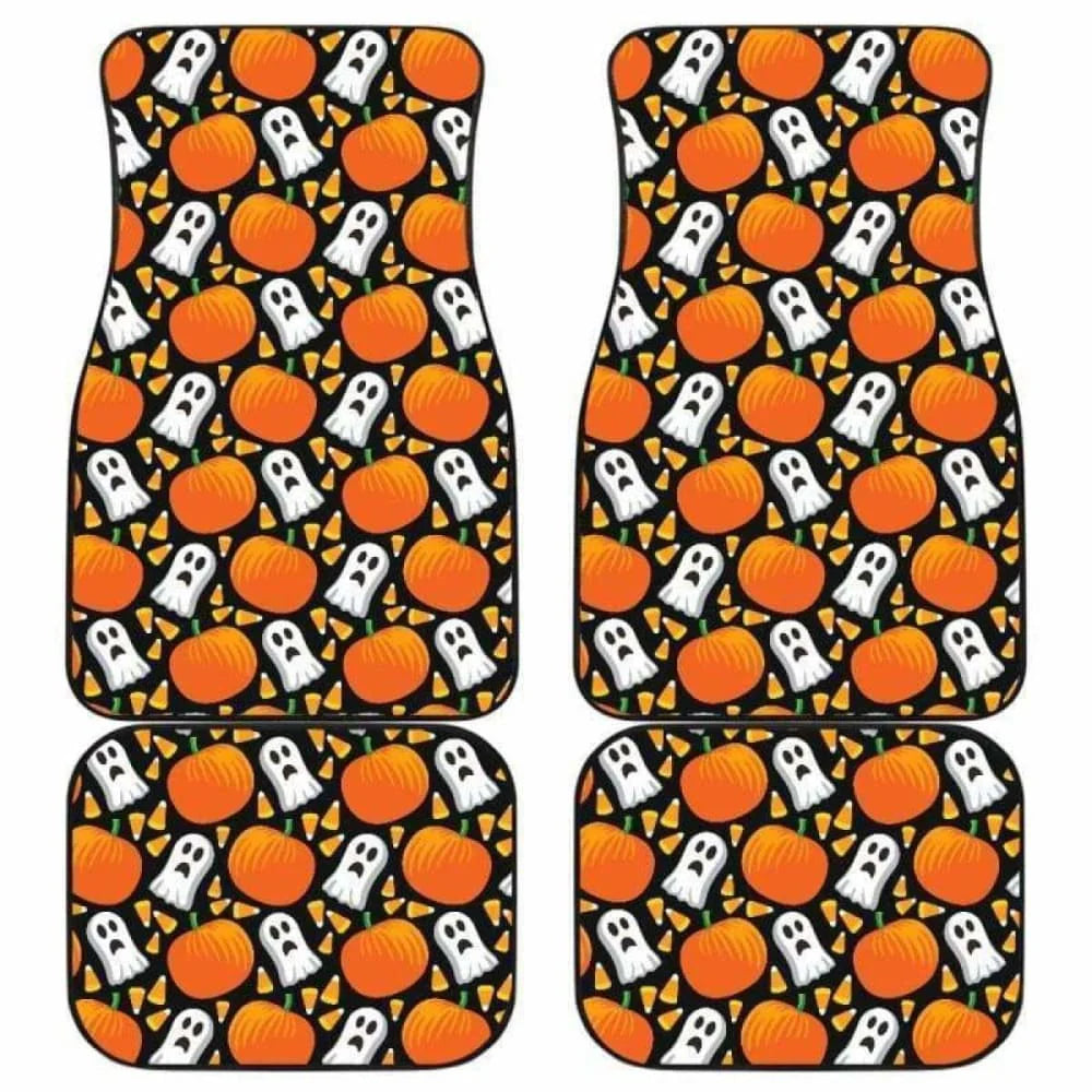 Halloween Car Mats Halloween Ghost Pumpkin Candy Pattern Car Floor Mats Black Orange