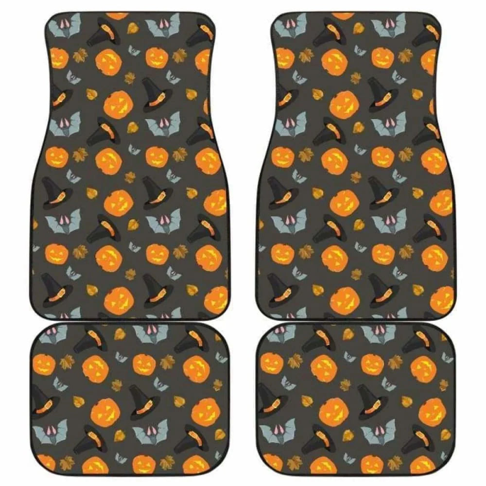 Halloween Car Mats Halloween Witch Hat Bat Pumpkin Car Floor Mats Black Orange