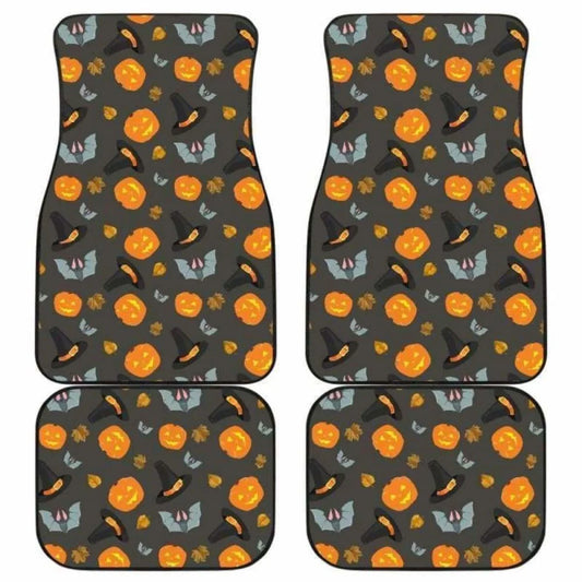 Halloween Car Mats Halloween Witch Hat Bat Pumpkin Car Floor Mats Black Orange