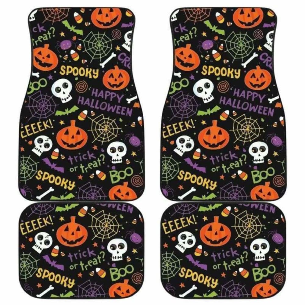 Halloween Car Mats Spooky Happy Halloween Pattern Car Floor Mats Colorful