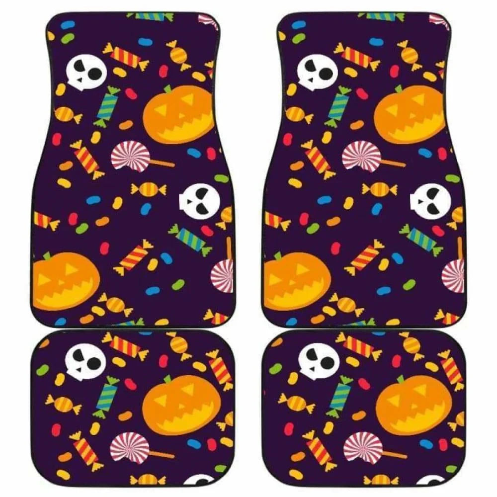 Halloween Car Mats Halloween Pumpkin And Candies Pattern Car Floor Mats Colorful