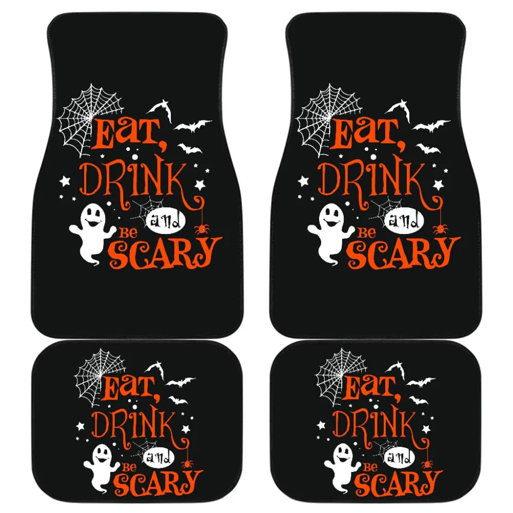 Halloween Car Mats Halloween Eat Drink And Be Scary Car Floor Mats Black Orange