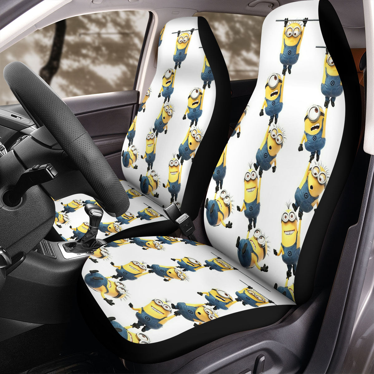 Minions Car Seat Covers Minions Hanging And Dangling Seat Covers White