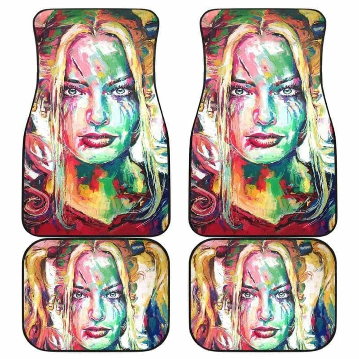 Harley Quinn Car Mats DC Harley Quinn Watercolor Painting Art Car Floor Mats Colorful