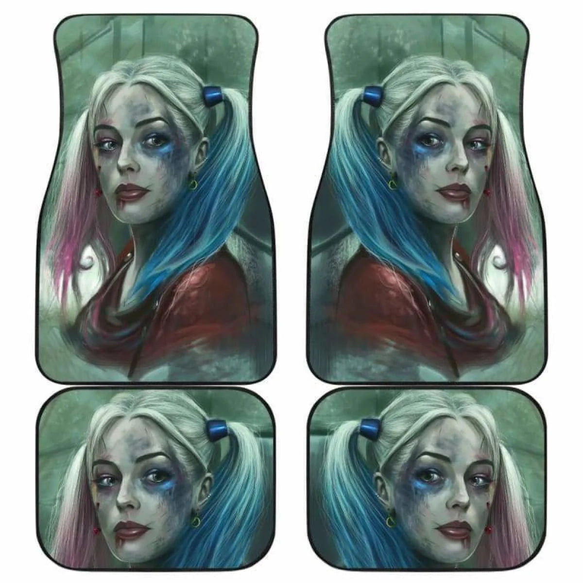 Harley Quinn Car Mats DC Harley Quinn With Smear Make Up Graphic Car Floor Mats Colorful