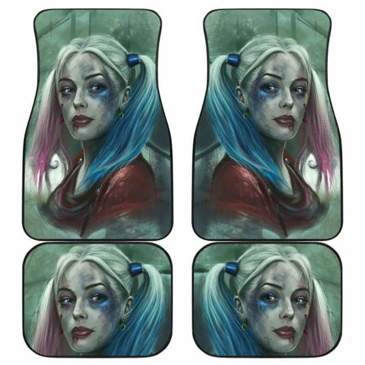 Harley Quinn Car Mats DC Harley Quinn With Smear Make Up Graphic Car Floor Mats Colorful