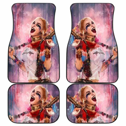 Harley Quinn Car Mats DC Harley Quinn Laughing Under The Rain Car Floor Mats Colorful