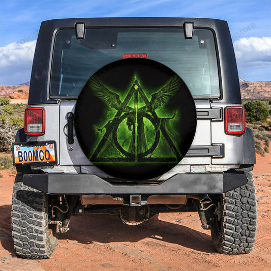 HP Spare Tire Cover The Deathly Hallow Symbol Tire Covers Black Green