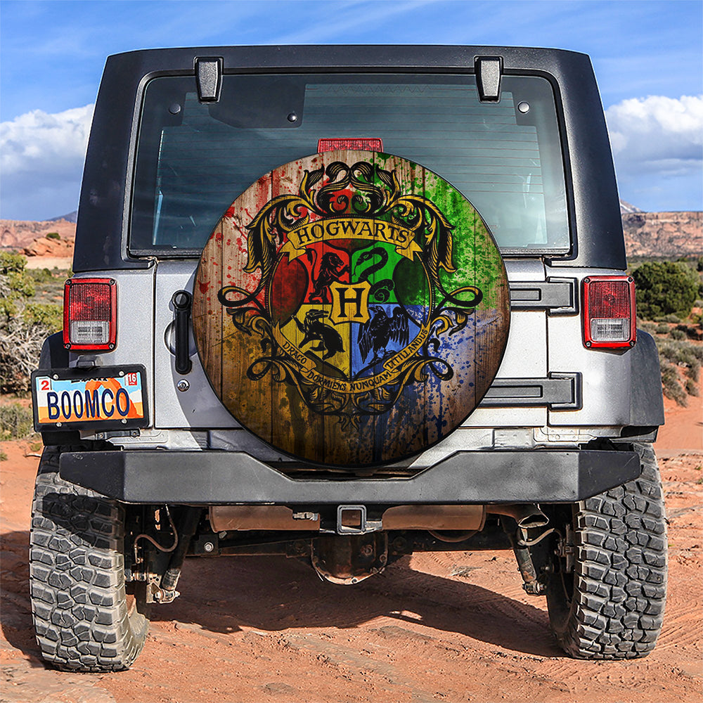 HP Spare Tire Cover Hogwarts School Symbol Splashing Paint Tire Covers Colorful