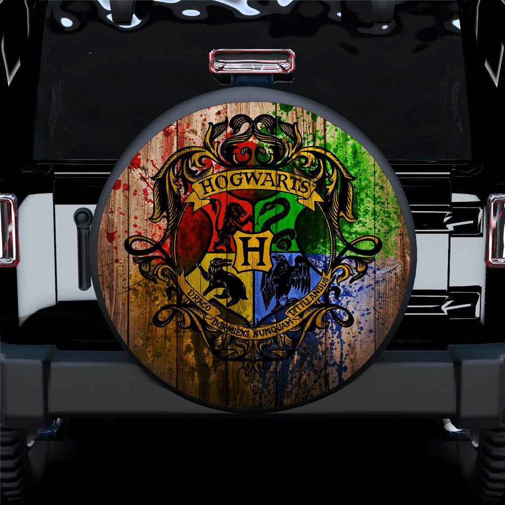 HP Spare Tire Cover Hogwarts School Symbol Splashing Paint Tire Covers Colorful