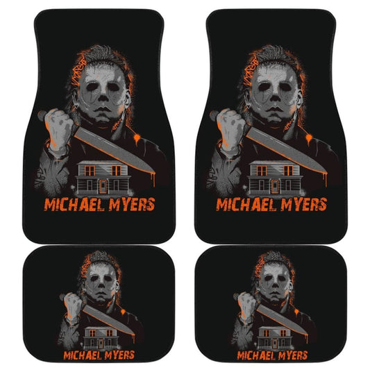 Horror Car Floor Mats Michael Myers Vintage Maple Leaf Color Car Floor Mats