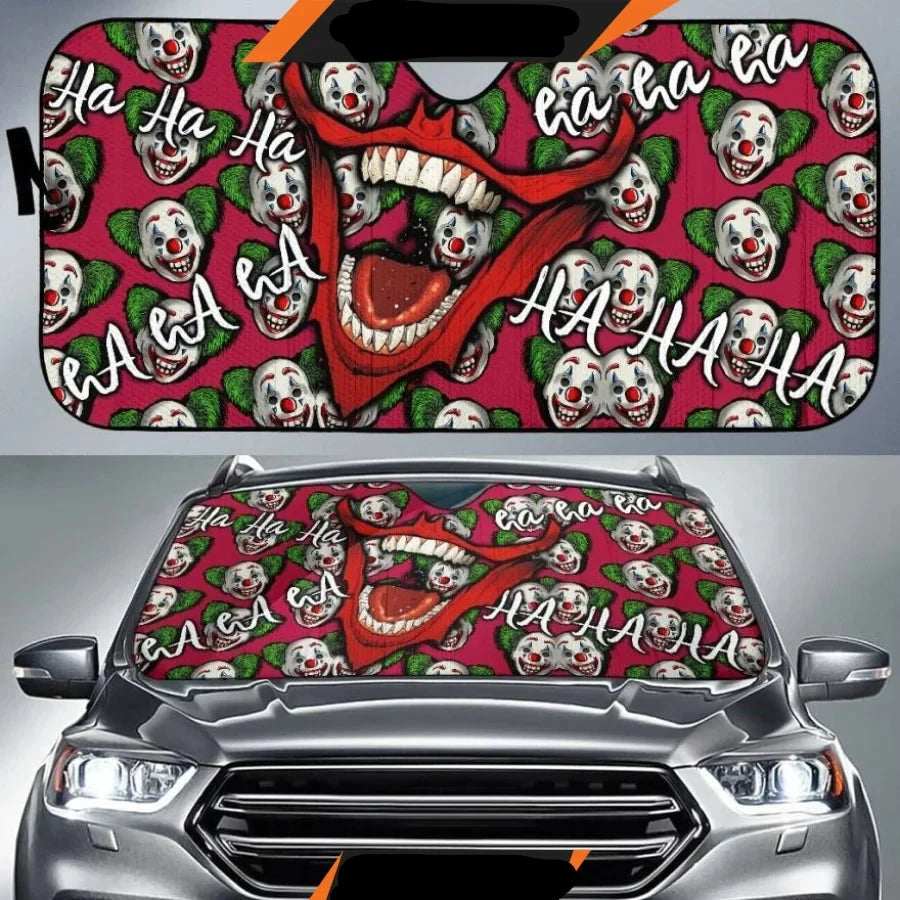 Joker Car Sun Shade Joker Laughing Mouth Face Patterns Winshield Sun Shade Red Green