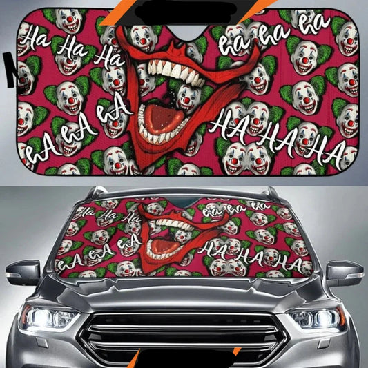 Joker Car Sun Shade Joker Laughing Mouth Face Patterns Winshield Sun Shade Red Green