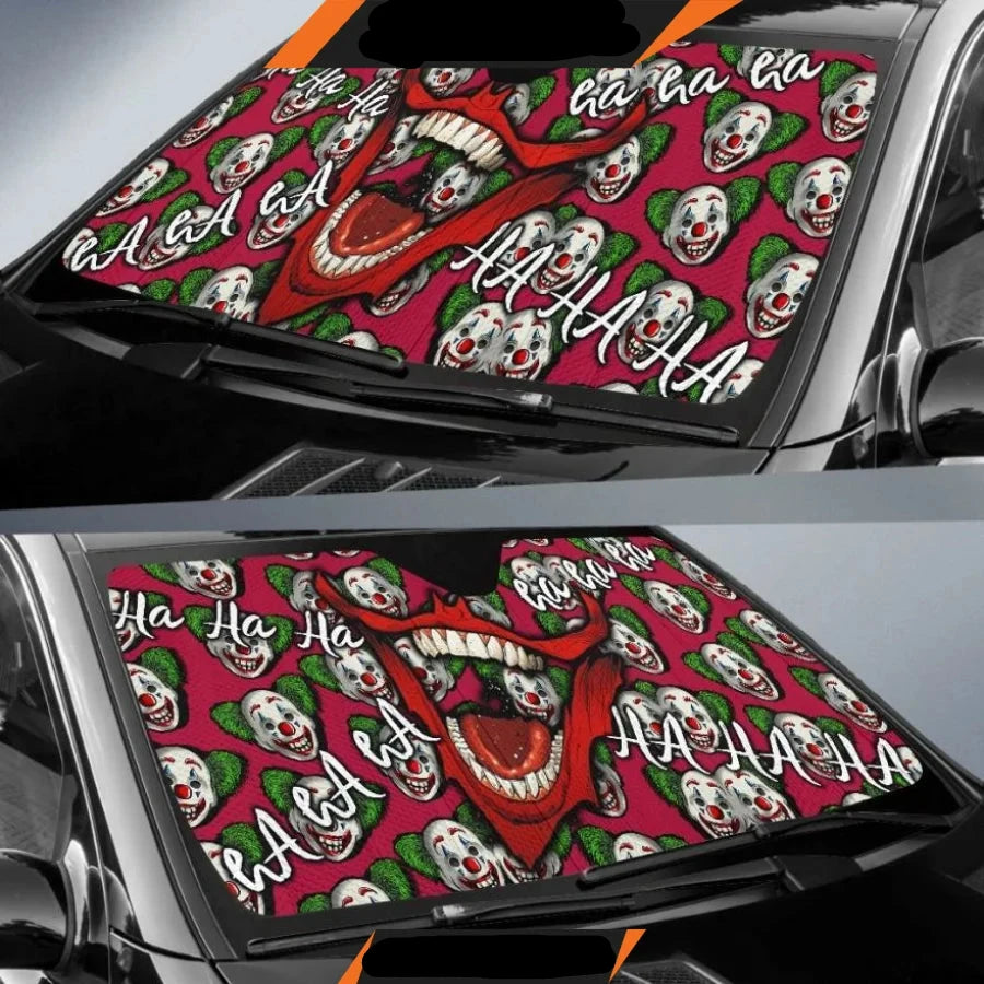 Joker Car Sun Shade Joker Laughing Mouth Face Patterns Winshield Sun Shade Red Green