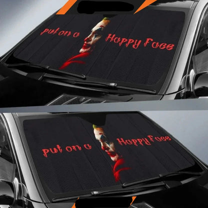 Joker Car Sun Shade Joker Put On A Happy Face Winshield Sun Shade Black Red