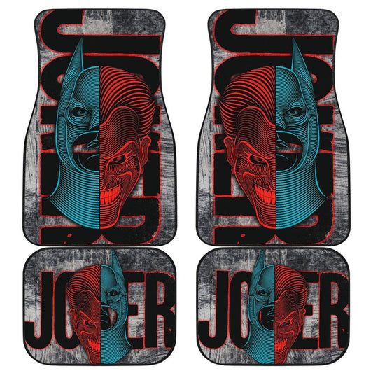 Batman Car Mats DC Joker Text Half Batman Half Joker Face Car Floor Mats Colorful