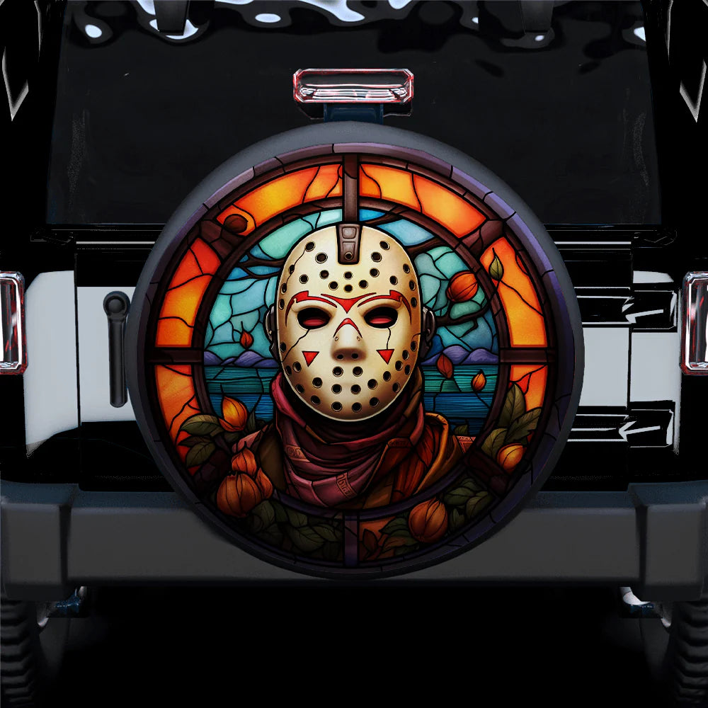 Horror Spare Tire Cover Horror Jason Voorhees Stained Glass Tire Covers Brown