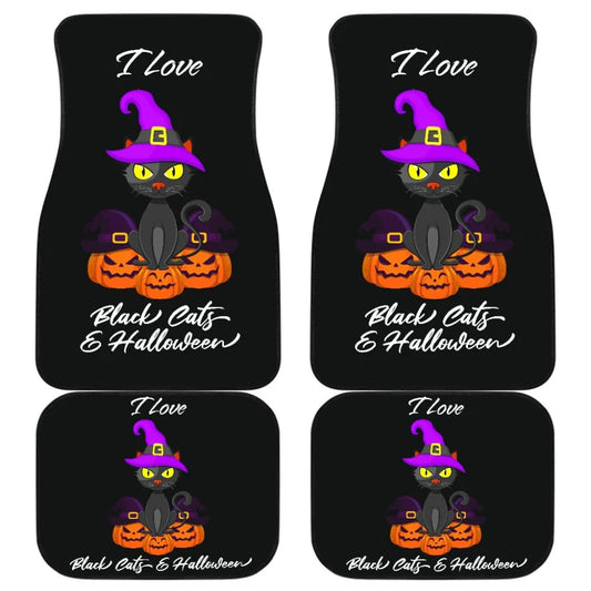 Halloween Car Mats I love Black Cat And Halloween Car Floor Mats Black