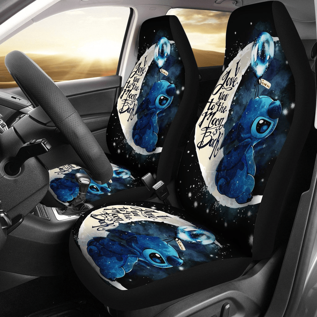 Stitch Car Seat Covers Stitch Love You To The Moon Seat Covers Blue Black