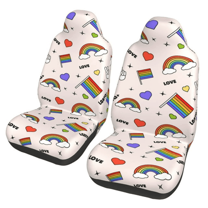 LGBT Car Seat Covers Rainbow Hearts LGBTQ Love Pattern Seat Covers Colorful