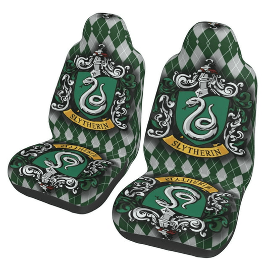 HP Car Seat Covers HP Slytherin House Crest Square Pattern Seat Covers Green