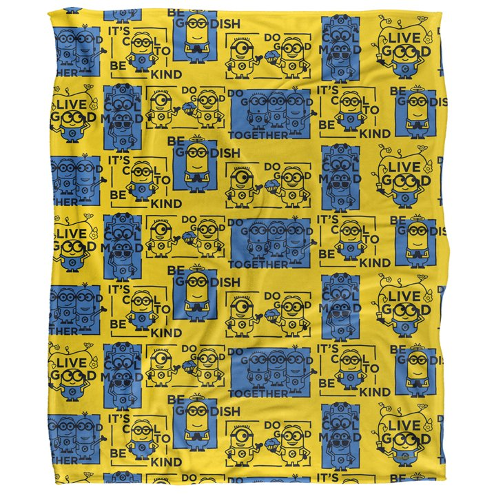 Minions Blanket Minions Be Goodish Do Good Quotes Pattern Blanket Yellow Blue