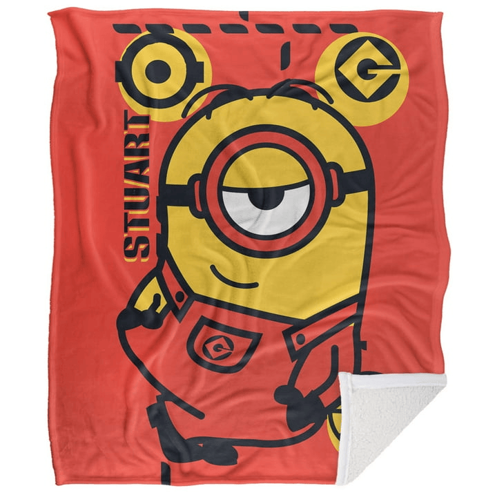 Minions Blanket Minion Stuart Red Suit Uniform Blanket Red Yellow