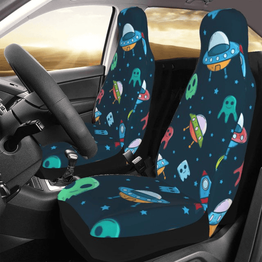 UFO Car Seat Covers UFO Spaceship Rockets Pattern Seat Covers Blue