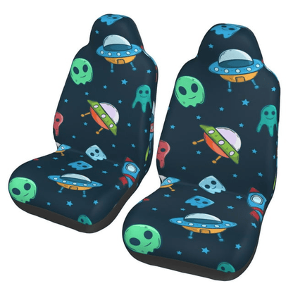 UFO Car Seat Covers UFO Spaceship Rockets Pattern Seat Covers Blue