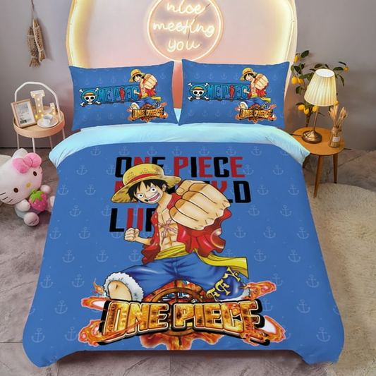 One Piece Bedding Set One Piece Luffy Fighting Pose Duvet Covers Colorful Unique Gift