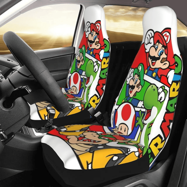 Mario Car Seat Covers Game Characters Graphic Pattern Seat Covers Colorful