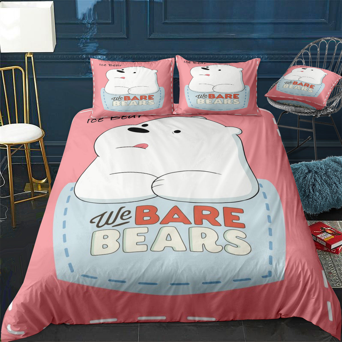 We Bare Bear Bedding Set We Bare Bear Ice Bear Duvet Covers Pink White Unique Gift