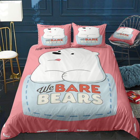We Bare Bear Bedding Set We Bare Bear Ice Bear Duvet Covers Pink White Unique Gift