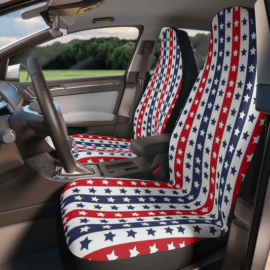 4th Of July Car Seat Covers Stripes And Stars Pattern Seat Covers Red Blue