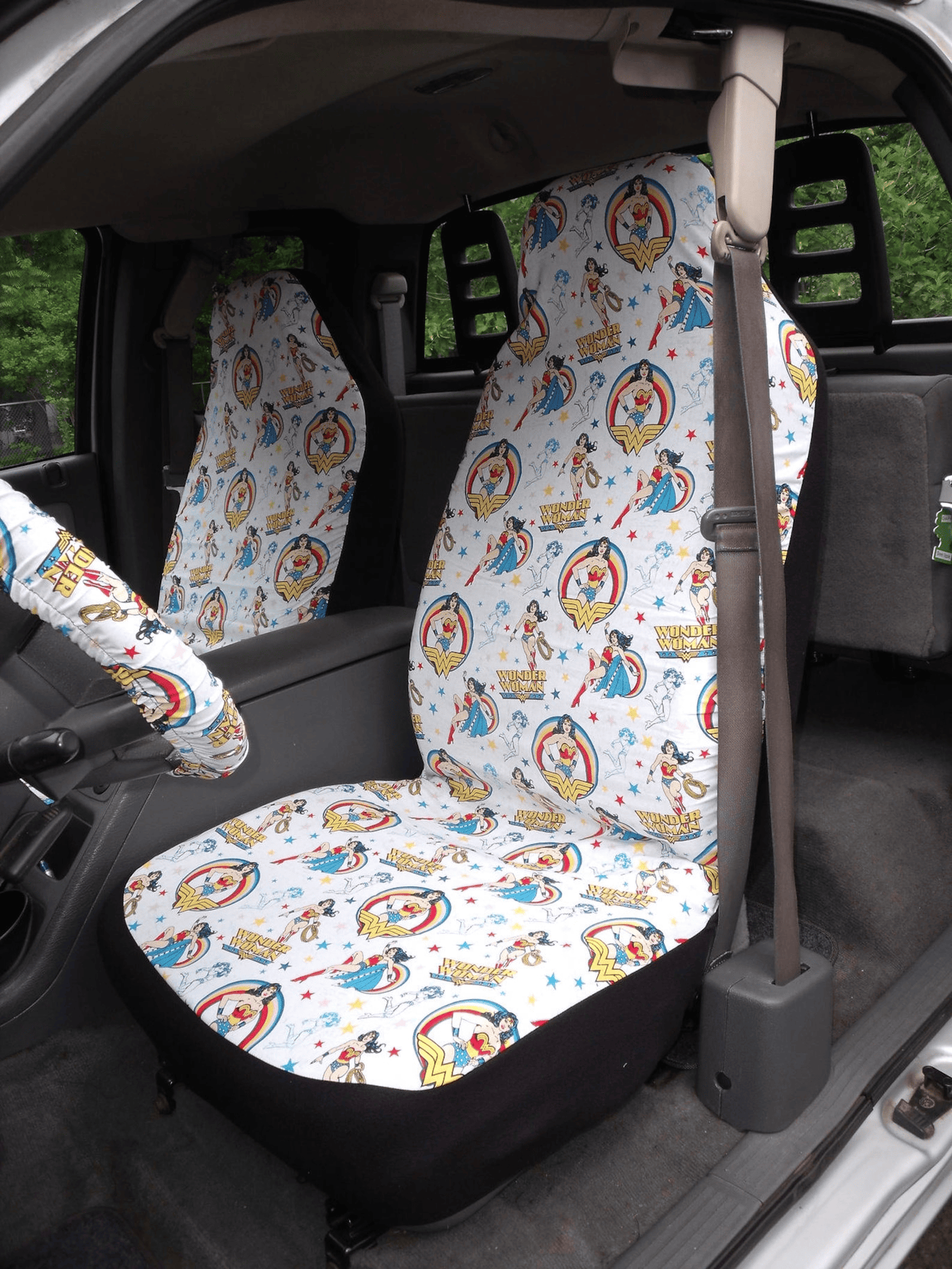 Wonder Woman Car Seat Covers Wonder Woman All Poses Pattern Seat Covers White